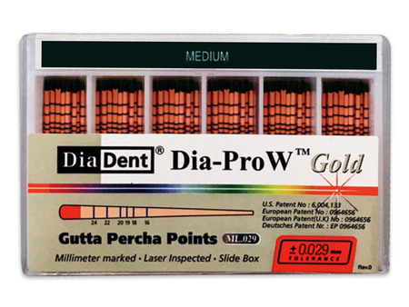 DiaDent Dia-Pro W GOLD - Gutaperčové čepy pro Wave One, vel. Medium (168-603)
